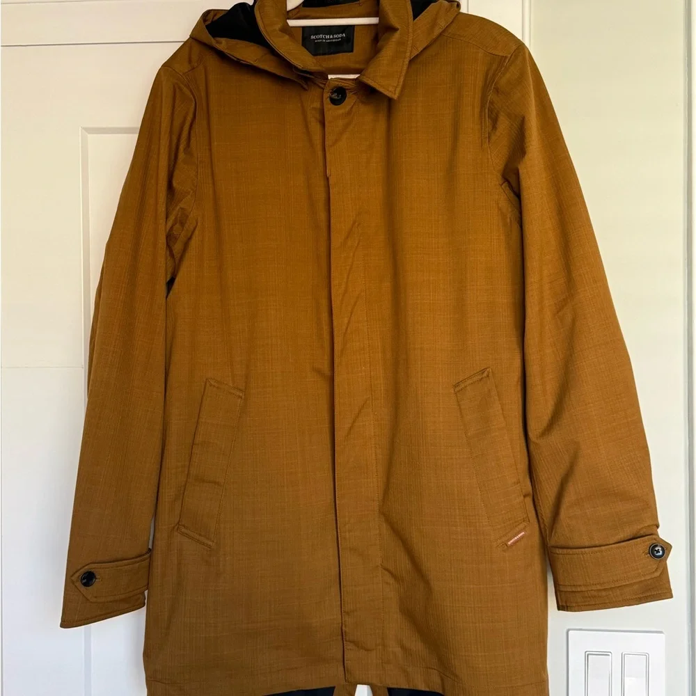 Scotch & Soda Brown Raincoat with Hood and Zipper - Picture 3 of 15